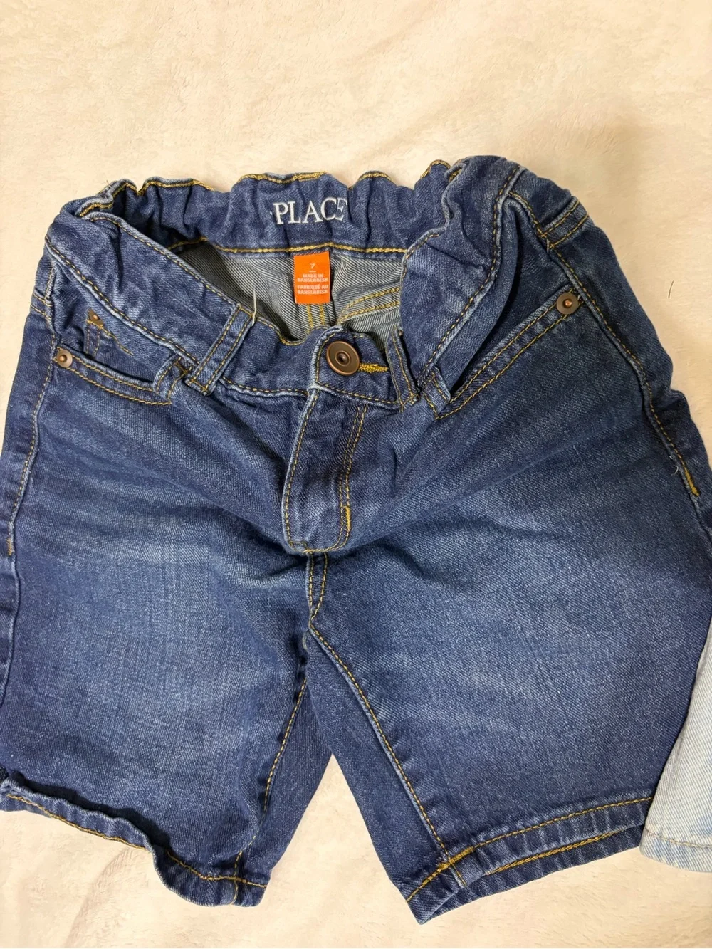Kids Stretch Denim Shorts - Dark Blue & Light Blue